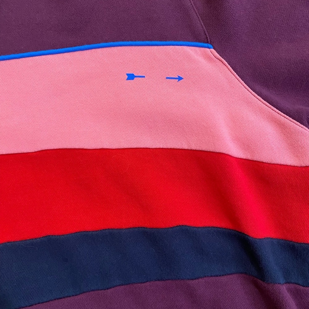 The Upside Sweatshirt Women’s Size 10 Medium Multicolor Striped Crew Neck Purple - Picture 3 of 8